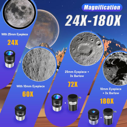Telescoop, 80 mm diafragma 600 mm telescopen voor volwassenen, astronomische draagbare refractortelescoop voor kinderen en beginners, voor maansterobservatie met telefoonadapter en draagtas
