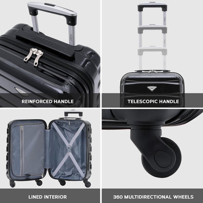 Flight Knight 55x35x25cm Lichtgewicht ABS met 4 koffers, koffer Handbagage Handbagage Goedgekeurd ryanair, easyjet, KLM
