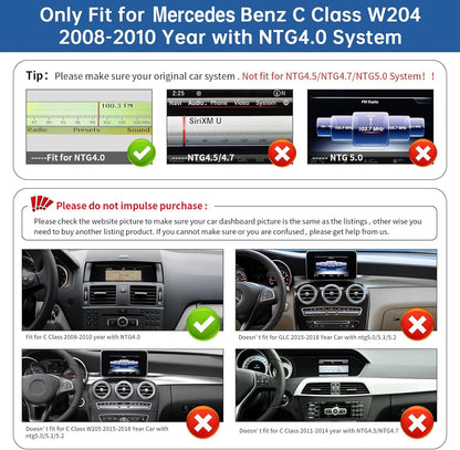 12,3 Inch Auto Touchscreen – Multimedia Scherm – Navigatiesysteem – Infotainmentscherm – Draadloos Display – Draadloze CarPlay & Android Auto – Compatibel Met Mercedes Benz C Klasse W204 – Hoge Resolutie 1920x720 Pixels