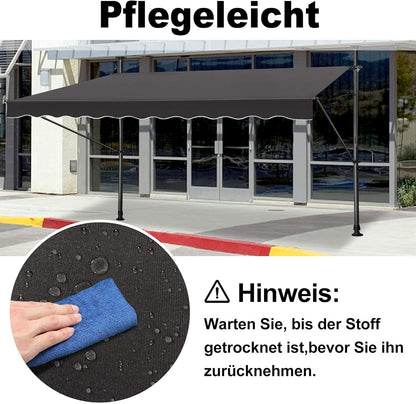 Klemluifel – Zonnescherm – Luifel – Balkonluifel – Overkapping – Verstelbaar 2-3m – Water- en UV-bestendig polyester – Zonder Boren te Bevestigen - QUORE