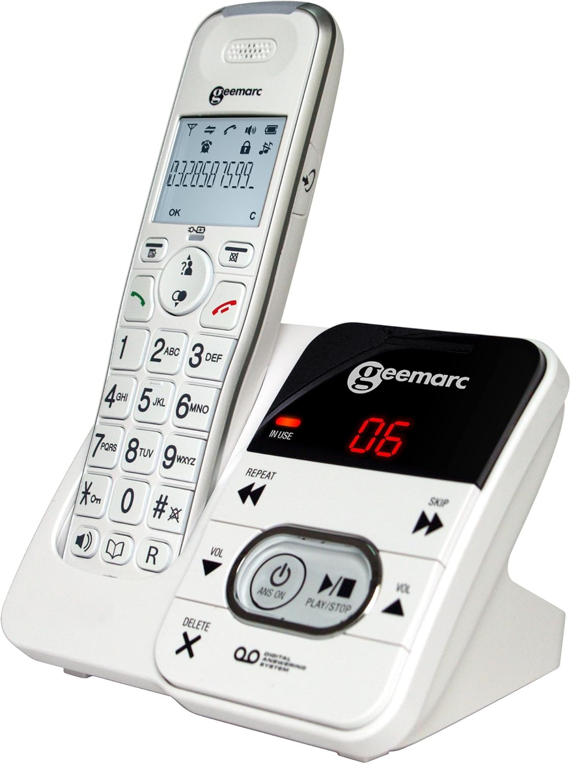 Geemarc Pack Mobility - Duo van Draadloze Telefoons met Versterker, Antwoordapparaat en Grote Persoonlijke Fototoetsen voor Ouderen - Laag of Matig Gehoorverlies