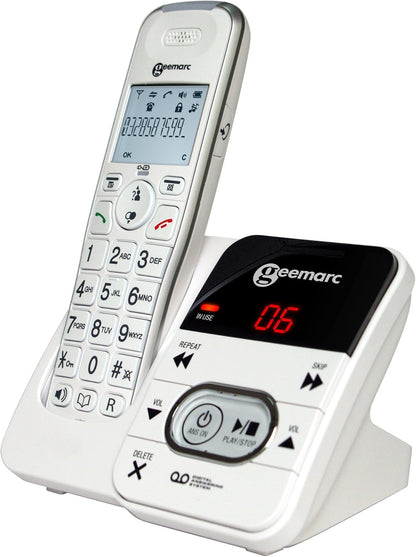 Geemarc Pack Mobility - Duo van Draadloze Telefoons met Versterker, Antwoordapparaat en Grote Persoonlijke Fototoetsen voor Ouderen - Laag of Matig Gehoorverlies