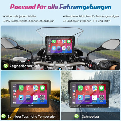 Carpuride w502b Motorfiets Carplay Scherm voor BMW R1200GS R1250GS S1000XR Motorfiets, 5 inch Waterdicht Touchscreen, Draagbare Carplay/Android Auto GPS Navigatie voor Motorfiets, Dual Bluetooth