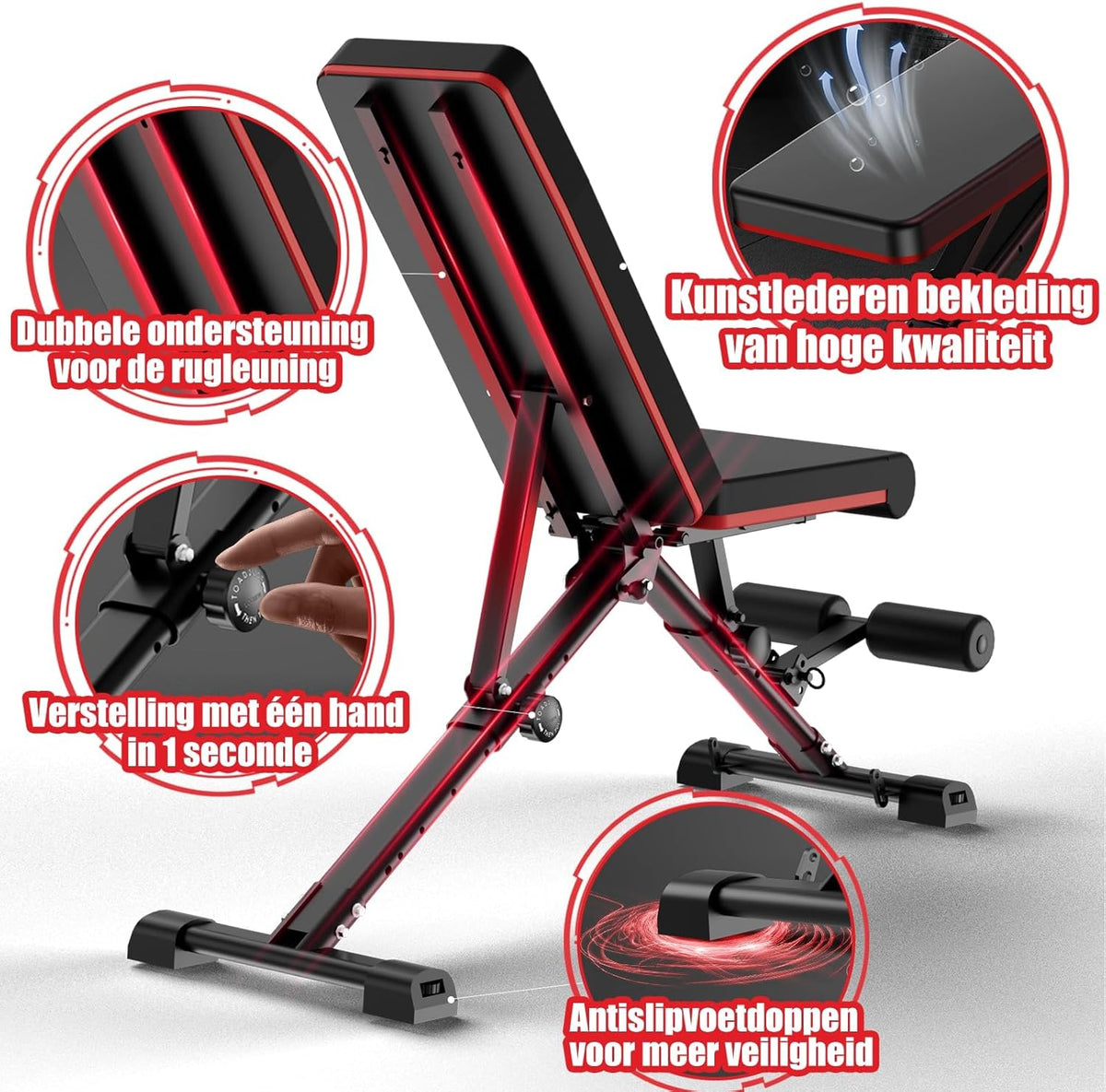 DH FitLife Halterbank, inklapbaar, verstelbaar, schuine bank & platte bank voor bankdrukken, rugtrainer en buiktrainer, trainingsbank, fitnessbank, multifunctioneel voor fitness en krachttraining,