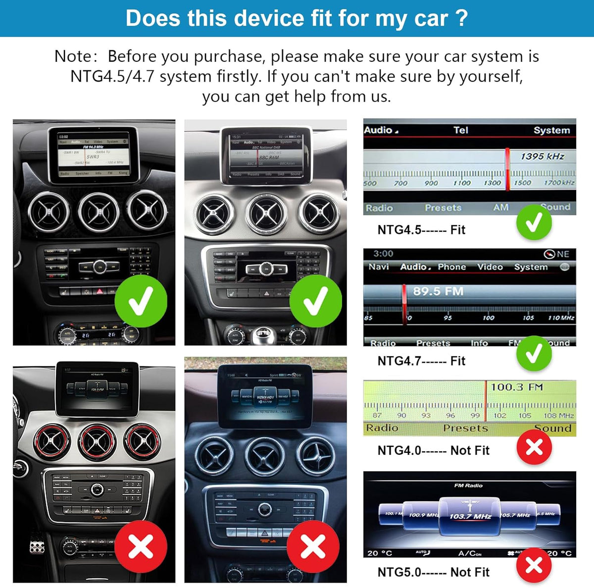 Ninetom 10.25 inch car radio touch screen for 2013-2015 Mercedes Benz A/B class GLA CLA W176 W246 C117 X117 X156 with NTG 4.5/4.7 system, supports Apple Carplay/Android Auto/Mirrorlink - QUORE