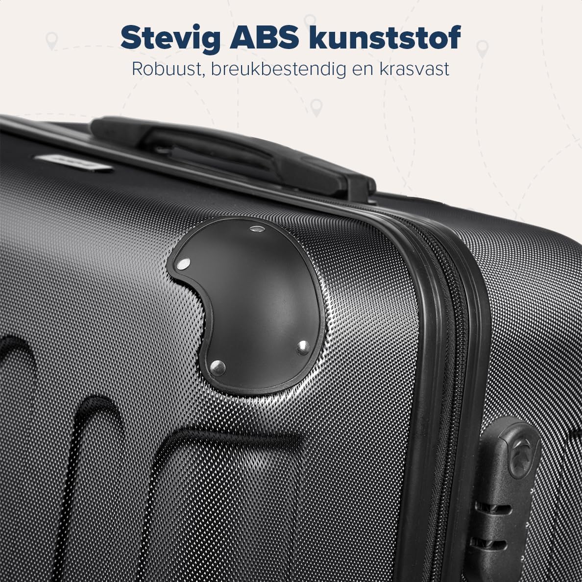 TRVLMORE Kofferset - 3 Delig - 38L Handbagage + 110L Ruimbagage - Lichtgewicht - Trolley - Reiskoffer Set - Zwart