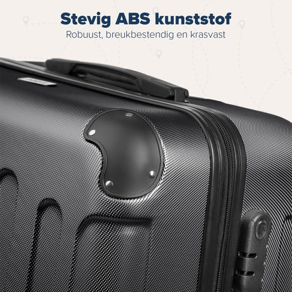 TRVLMORE Kofferset - 3 Delig - 38L Handbagage + 110L Ruimbagage - Lichtgewicht - Trolley - Reiskoffer Set - Zwart