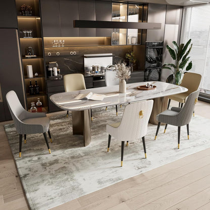 FATIVO Eetkamerstoelen, 2 stuks, luxe leer, gestoffeerd, kunstleer, hoge rugleuning, Scandinavisch, modern, comfortabel (beige)