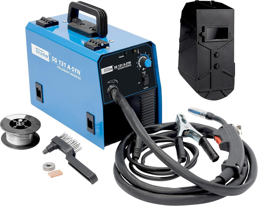 Güde Vuldraad-lasapparaat SG 131 A-SYN (230 V, inverter-technologie, voor 9 mm draad, max. stroomsterkte 120 A, incl. lasschild, slangenpakket, vuldraad, borstelhamer en reservemondstukken)