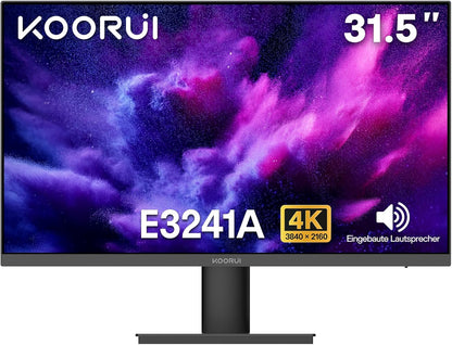 KOORUI 32 Zoll Monitor,4K UHD 3840×2160 PC Monitor,VA,60Hz,99% sRGB,HDR10,Adaptive Sync,Integrierte Lautsprecher,2×HDMI 2.0 & DP 1.4,VESA 100×100 - QUORE