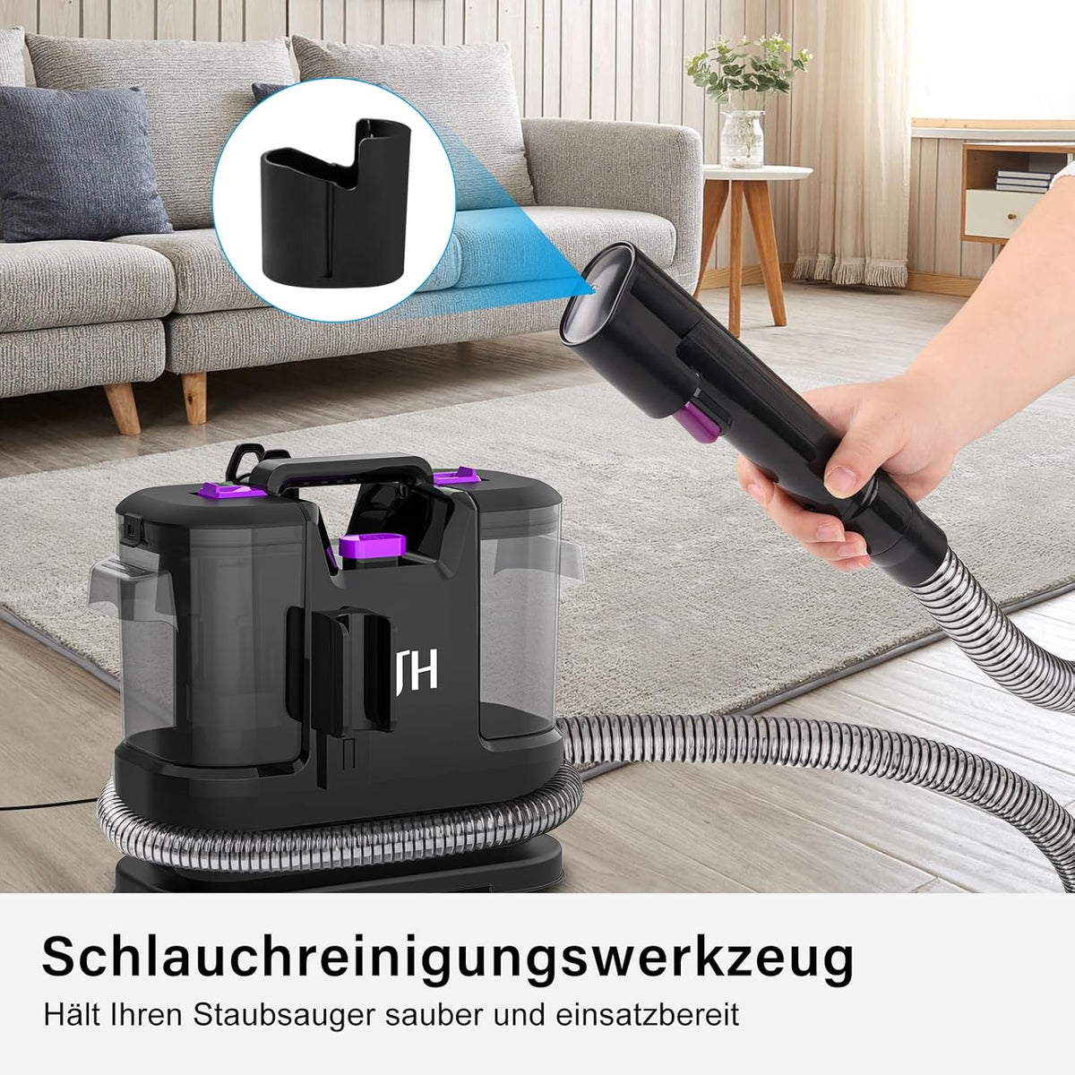 Tapijtreiniger – Meubelreiniger – Bekledingreiniger – Bankreiniger – Autostoelreiniger – Nat-Droogstofzuiger – Dierenhaarborstel – 450W Krachtige Zuigkracht