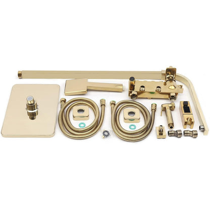 douchesysteem – regendouche – douchekraan – douchekop – douchekraan thermostatisch – 22,9x22,9 cm hoofddouche – massief messing & verstelbare handdouche