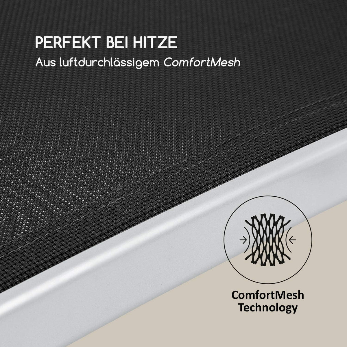 blumfeldt Sun Valley ligbed met kussen - opvouwbaar, aluminium frame, 4-voudig verstelbare rugleuning, Sun Comfort, materiaal: 70% PVC en 30% polyester comfort mesh, zwart