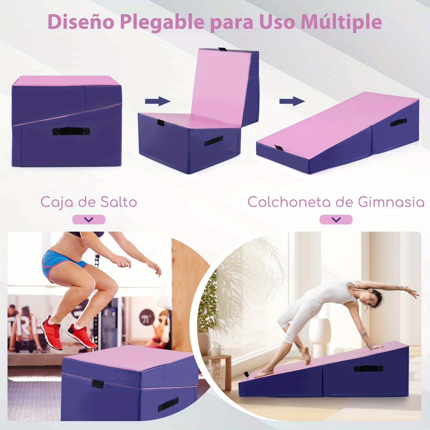 Gymmat – Turnmat – Yogamat – Oefenmat – Fitnessmat – Paars – Vouwbaar Met EPE Schuim – Anti Slip PVC Leer