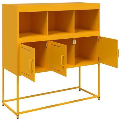 Sideboard 100.5x39x107cm steel mustard yellow Practical and removable
