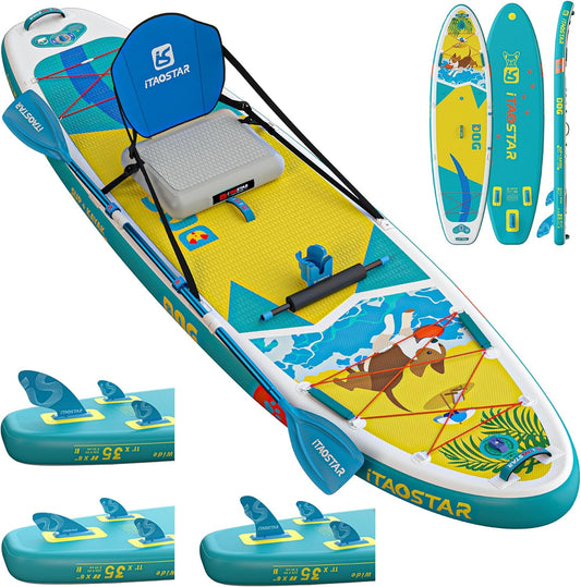 iTAOSTAR 11'/10'6" Opblaasbaar Stand Up Paddle Board met Premium SUP Board Accessoires, Adj Paddle, Anti-Slip EVA Deck, 120L Reisrugzak met Voorvak | Opblazen Paddle Board voor alle
