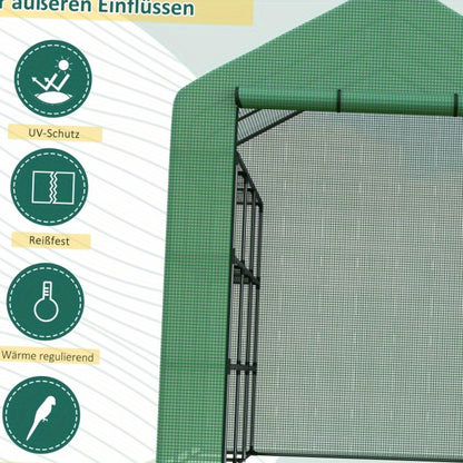 Walk-in Kas – Kweekkas – Serre – Plantenkas – Groentekas – 8 Niveaus – Stalen Frame – UV-bestendige Transparante Hoes – Groen