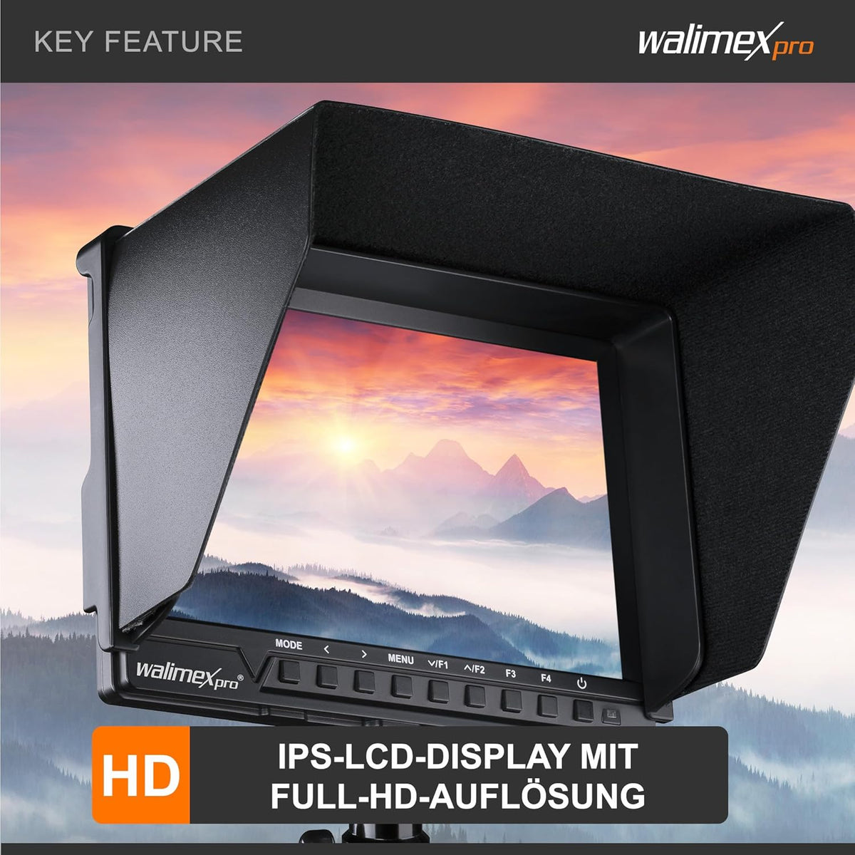 Walimex pro Full HD Monitor Director III Set - 7 inch IPS LCD-scherm - scharnierarm & bescherming tegen verdraaien - Focusassistent - met HDMI en AV-ingang - Inclusief batterij & oplader