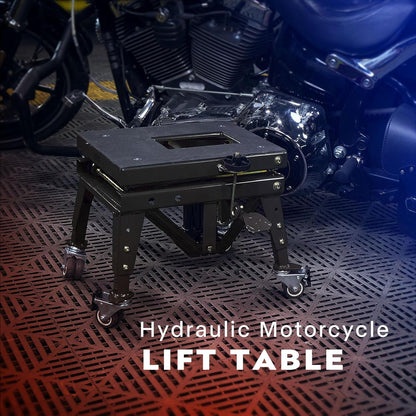 VIVOHOME 160kg Heavy Duty Hydraulische Motorfiets Heftafel Voetbediende ATV Dirt Bike Schaarstandaard met 4 Wielen Zwart