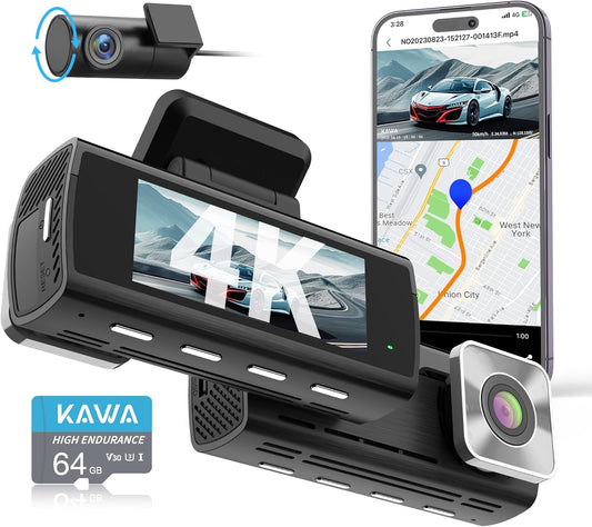 Dashcam – Autocamera – Rijcamera – Dashboardcamera – Voor En Achtercamera – 4K Voor + 1080P Achter – Nachtzicht In Ware Kleuren