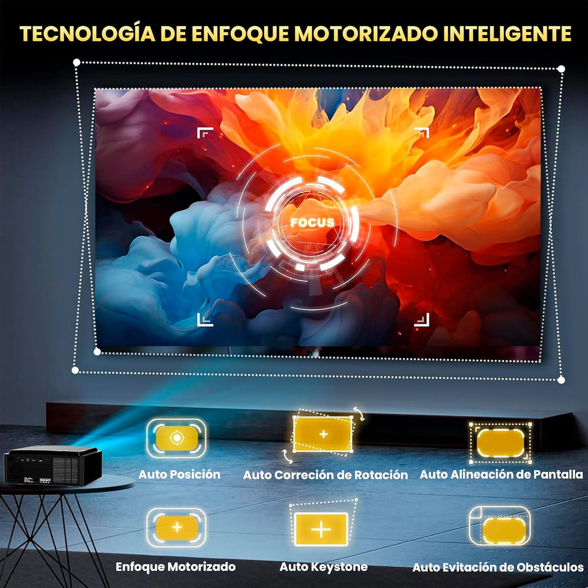 [Google TV en 1500 ANSI] Projector Unicview Dess G5 Pro, innovatief gemotoriseerd automatisch liftsysteem, HDR, Google-tv-gecertificeerd, 4K-ondersteuning met WiFi 6 en Bluetooth, autofocus en