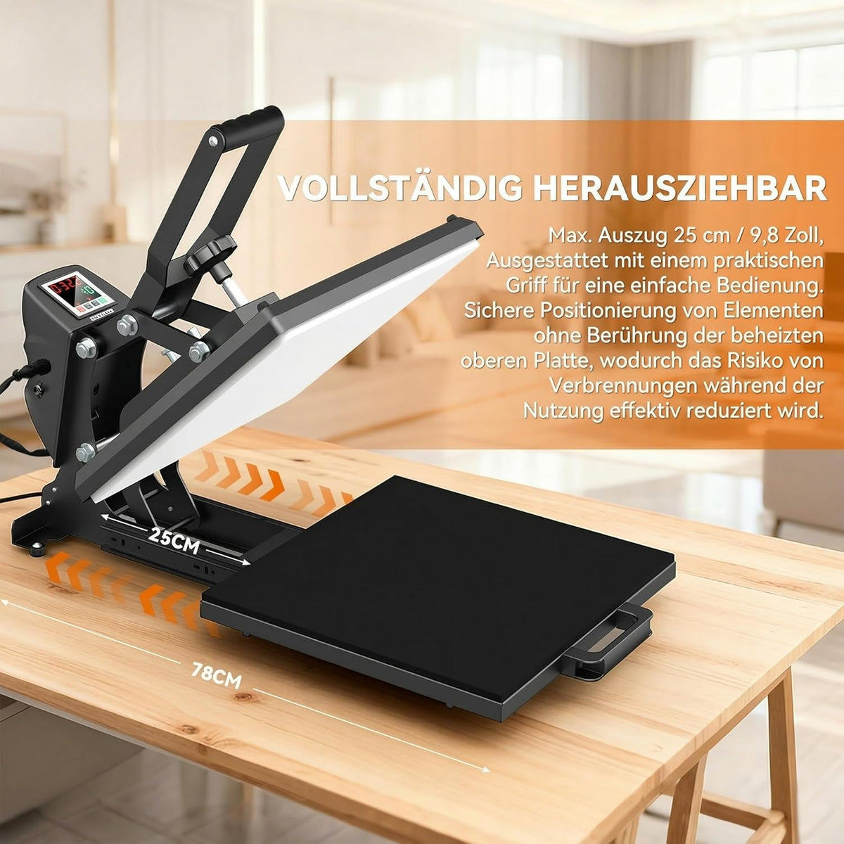 Warmtepers, 38 x 38 cm, transferpers, platte verwarmingspers voor T-shirts, transferpers, industriële digitale sublimatiemachine voor sublimatie op T-shirts voor doe-het-zelf (zwart)