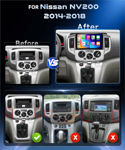 Autoradio Nissan NV200 – Multimedia Systeem – GPS Navigator – 9 Inch Touchscreen – Draadloos CarPlay – Android Auto – Bluetooth 5.0 – AHD Achteruitrijcamera Met Nachtzicht