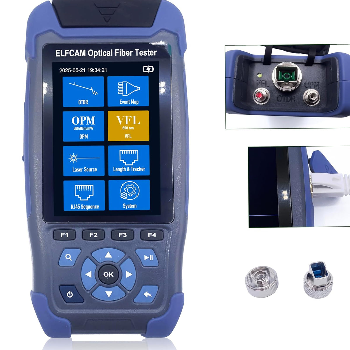 Elfcam® - OTDR voor FTTH, 24dB/22dB 1310nm/1550nm, draagbare 4-in-1 OTDR + VFL+ OPM + OLS, OTDR glasvezeltester/optische domein reflectometer, tot 60 km (ELF-3800)