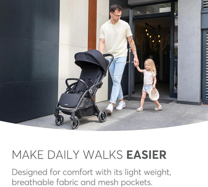 KikkaBoo CIELA Kinderwagen, buggy tot 22 kg, automatisch opvouwen, verstelbare rugleuning, gering gewicht, compact, cabinemaat, zwart