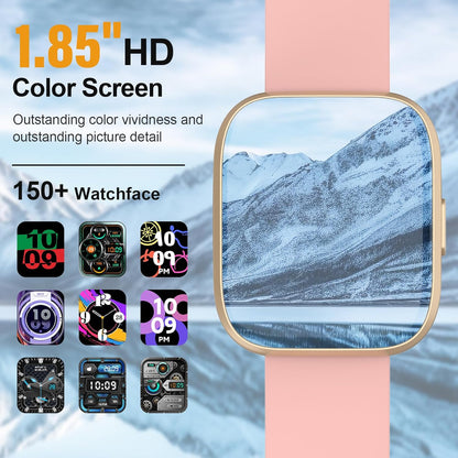 Smartwatch voor heren met oproep, 4,6 cm (1,85 inch), 100 sportmodi, ademfrequentie-monitor, hartslag- en slaapmonitor, waterdicht, IP68, intelligent dameshorloge met doe-het-zelf wijzerplaat, roze