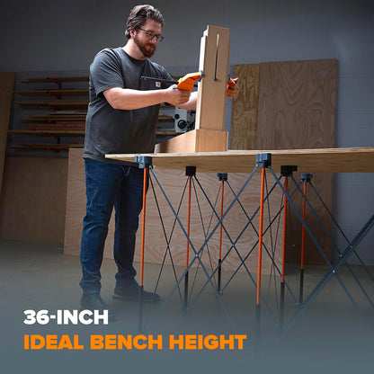 BORA Duizendpoot hoog 4ft x 4ft x 36" 9-Strut draagbare werkstandaard, inclusief draagriem, CT9