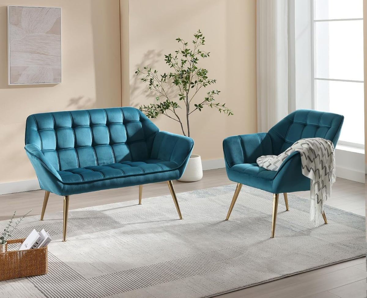 Fluwelen Kuipstoelen – Fauteuils – Sofa Stoelen – Accent Stoelen – Lounge Stoelen – Set Van 2 – Zachte Fluwelen Bekleding – Stevige Metalen Poot