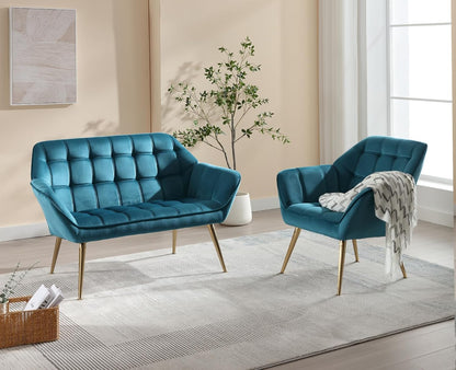 Fluwelen Kuipstoelen – Fauteuils – Sofa Stoelen – Accent Stoelen – Lounge Stoelen – Set Van 2 – Zachte Fluwelen Bekleding – Stevige Metalen Poot