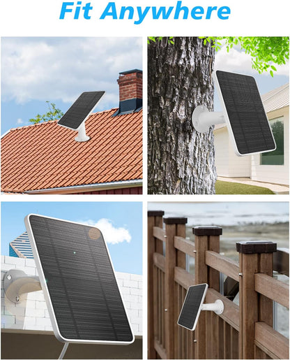 Zonnepaneellader compatibel met Arlo Ultra/Ultra 2/Pro 3/Pro 4/Pro 3 schijnwerper beveiligingscamera, 5V 4W zonnepanelen opladen IP65 weerbestendig met 10ft oplaadkabel verstelbare wandmontage, 4