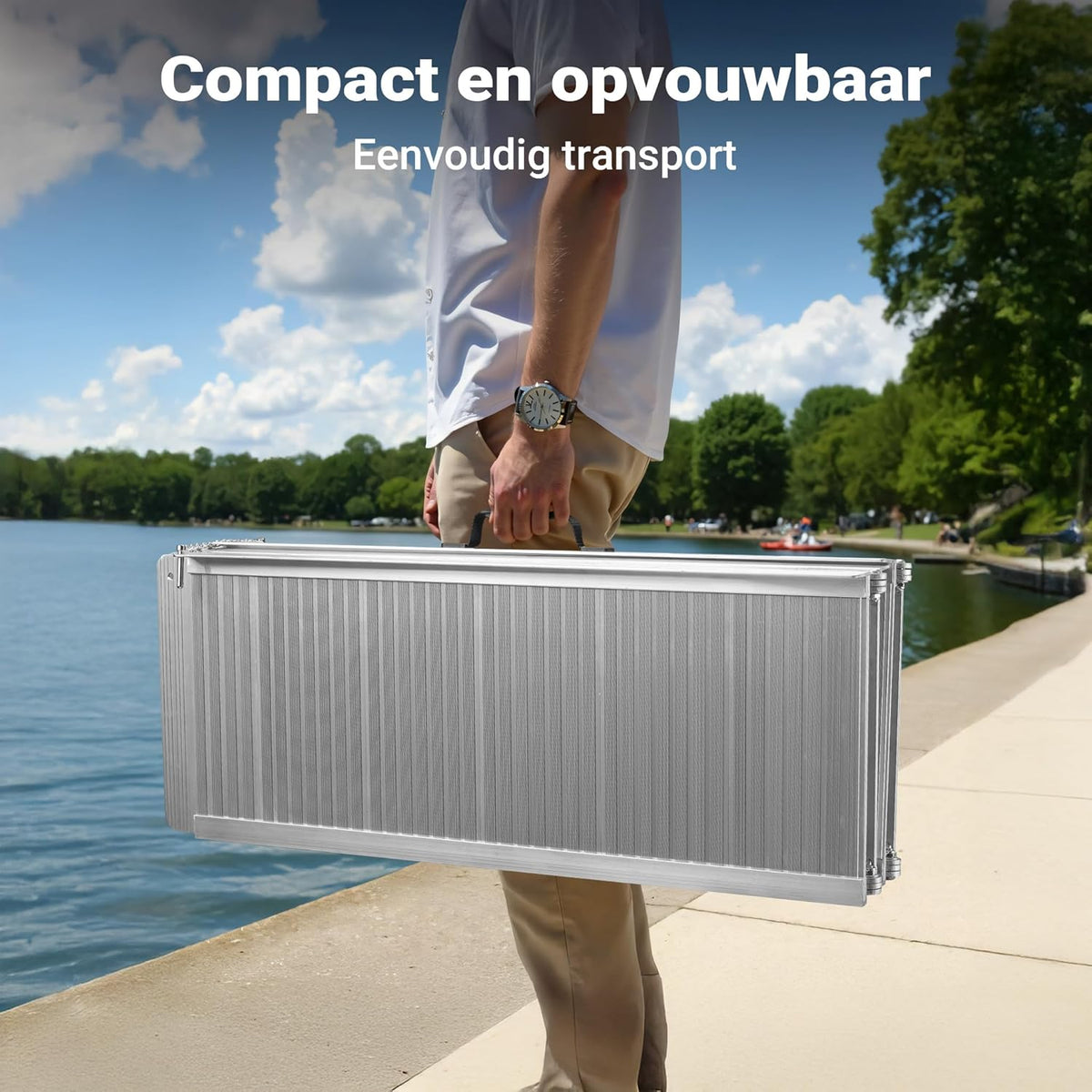 Rolstoel oprijplaat oprijhelling 2x vouwbaar aluminium 152cm 270kg koffer
