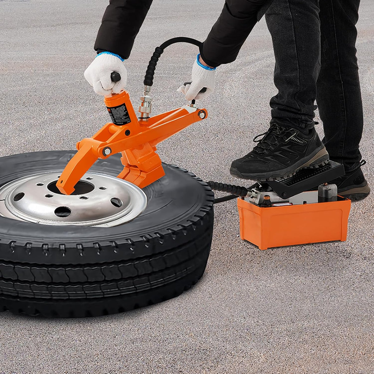 VEVOR Hydraulische kraalbreker, 1000 psi, wielbreker met metalen voetpomp, heavy duty stalen wielbreker voor tractoren, vrachtwagens, bussen, maaiers, quads
