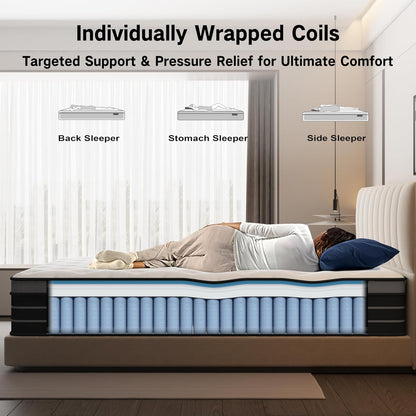 Matras 120 x 200 cm boxspring hardheid H3, geschikt voor kinderen en volwassenen, Öko-Tex gecertificeerd, ergonomisch matras met 7 zones, hoogte 20 cm
