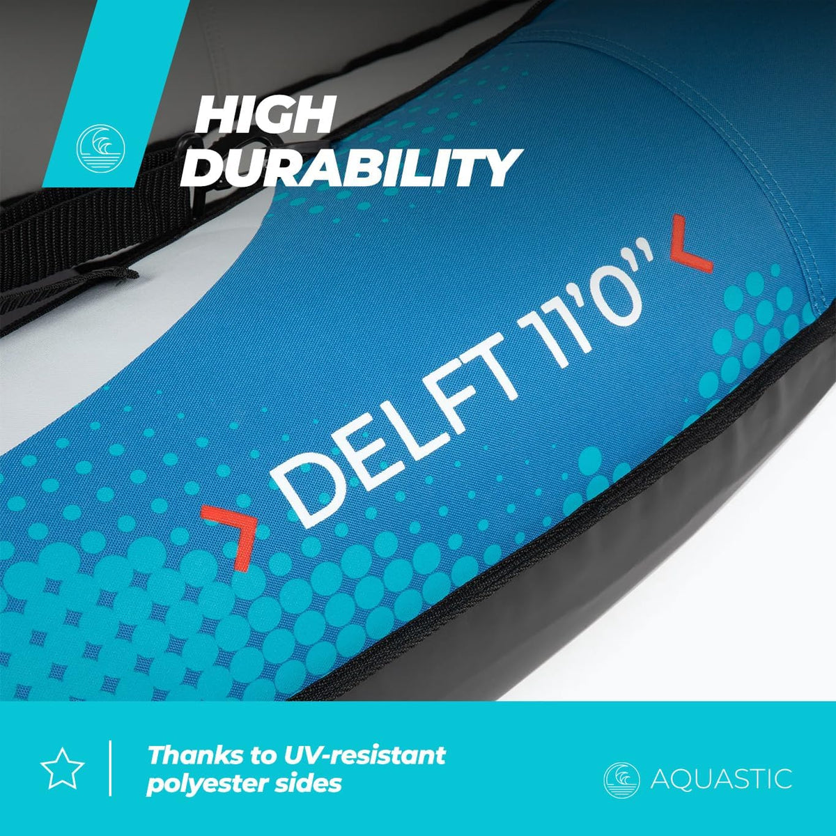 AQUASTIC Kajak Dolph Opblaasbare 2-persoons kajak in set met twee zitplaatsen, opblaasbare stabilisator en beschermhoes, 335 x 96 cm, ideaal voor raften en uitstapjes, sterk pvc-materiaal