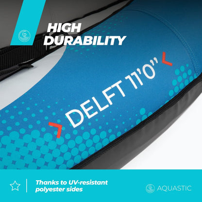 AQUASTIC Kajak Dolph Opblaasbare 2-persoons kajak in set met twee zitplaatsen, opblaasbare stabilisator en beschermhoes, 335 x 96 cm, ideaal voor raften en uitstapjes, sterk pvc-materiaal