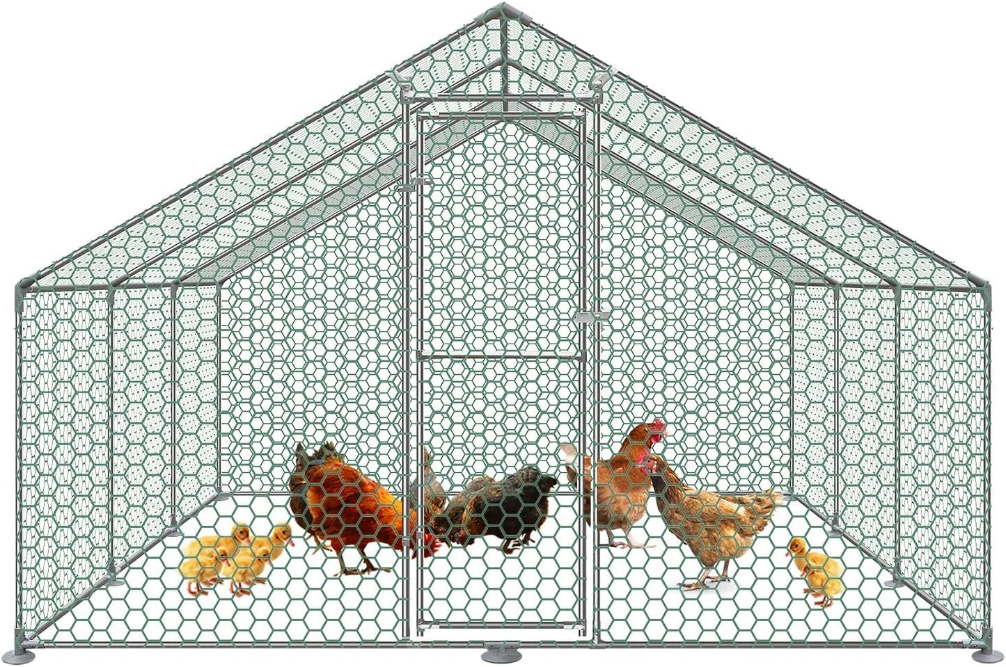Kippenhok – Kippenren – Pluimveehok – Kippenhuis – Buitenren – Ruim 3x6x2 Meter – Verzinkt Stalen Frame & Weerbestendig PE Dak