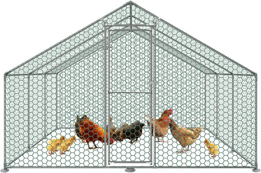 Kippenhok – Kippenren – Pluimveehok – Kippenhuis – Buitenren – Ruim 3x6x2 Meter – Verzinkt Stalen Frame & Weerbestendig PE Dak
