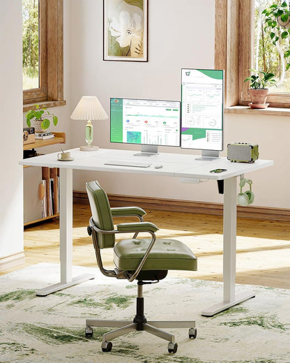 Marsail Elektrisch sta-bureau met USB-A-oplaadpoort, 160 x 80 cm in hoogte verstelbaar zit-sta bureau met 4 aangepaste hoogteinstellingen, 80 kg maximale belasting, stabiel tillen, opberghaken en