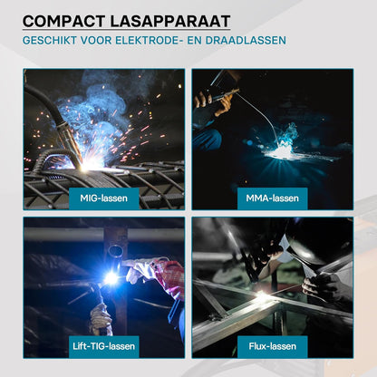 XPOtool digitaal lasapparaat IGBT 120 A v. MIG-, MMA-/E-Hand-, Flux-/vuldraad-,WIG-/TIG-lassen FCAW
