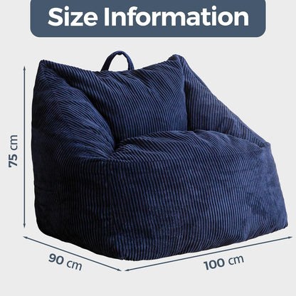 MAXYOYO Bean bag for adults, Corduroy bean bag with foam padding included, Lazy chair in the living room with handle for gaming, reading and relaxing