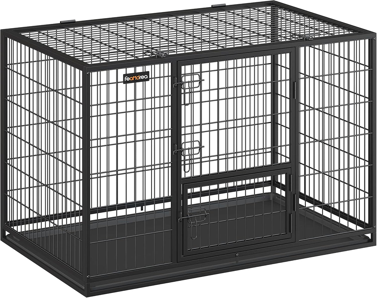 Hondenbench – Hondenkooi – Hondenbox – Hondenhok – Hondenren – Met Dubbele Deuren – Stabiele Metalen Constructie 122x75,5x80,5 cm