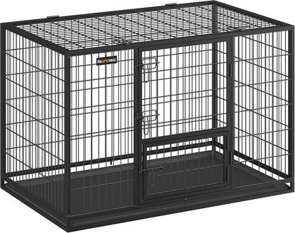 Hondenbench – Hondenkooi – Hondenbox – Hondenhok – Hondenren – Met Dubbele Deuren – Stabiele Metalen Constructie 122x75,5x80,5 cm