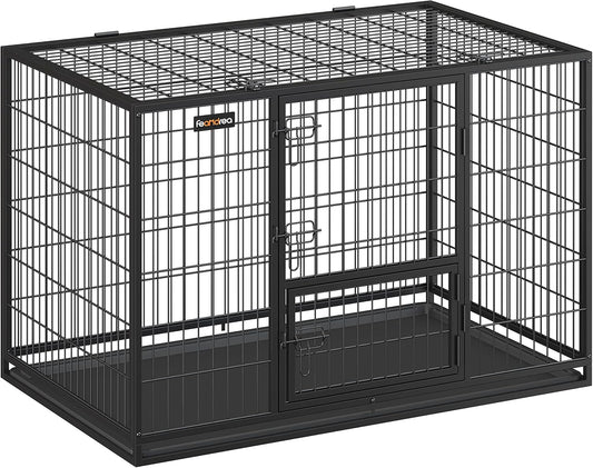 Hondenbench – Hondenkooi – Hondenbox – Hondenhok – Hondenren – Met Dubbele Deuren – Stabiele Metalen Constructie 122x75,5x80,5 cm