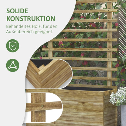 Outsunny Hochbeet Pflanzkasten mit Rankgitter,Rolle,Spalier Pflanzkübel Blumenkasten Holz,Gartenspalier 76x30x155cm für Garten Balcony Terrasse,Blumenkübel für Kletterpflanzen Korbpflanzen, Blumen - QUORE