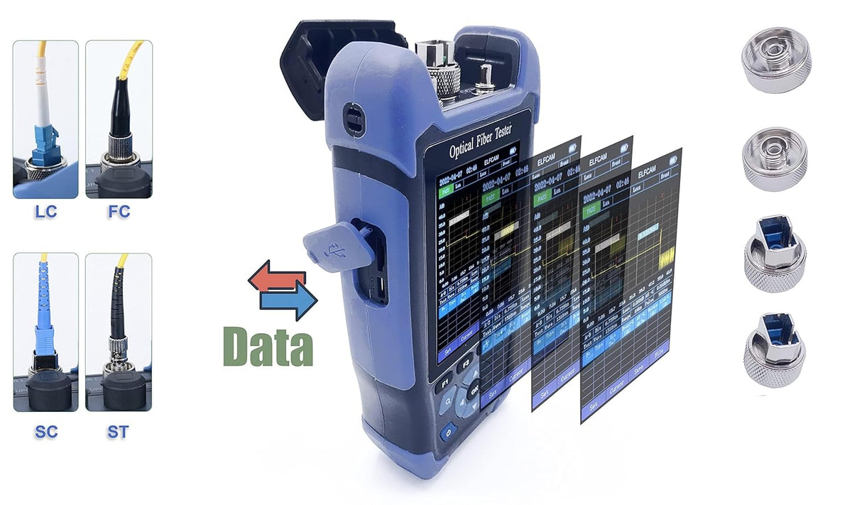Elfcam® - OTDR voor FTTH, 24dB/22dB 1310nm/1550nm, draagbare 4-in-1 OTDR + VFL+ OPM + OLS, OTDR glasvezeltester/optische domein reflectometer, tot 60 km (ELF-3800)