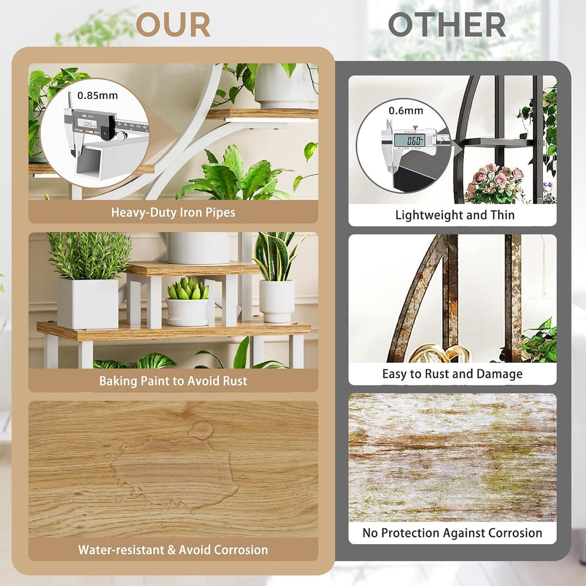 Plantenstandaard Met Kweeklampen Wit – Plantenrek – Bloemenstandaard – Bloemenrek – Plantenhouder – 8-Laags S-Vormig Design – 3-Kops Volspectrum Kweeklampen Met Timer En 9 Lichtstanden